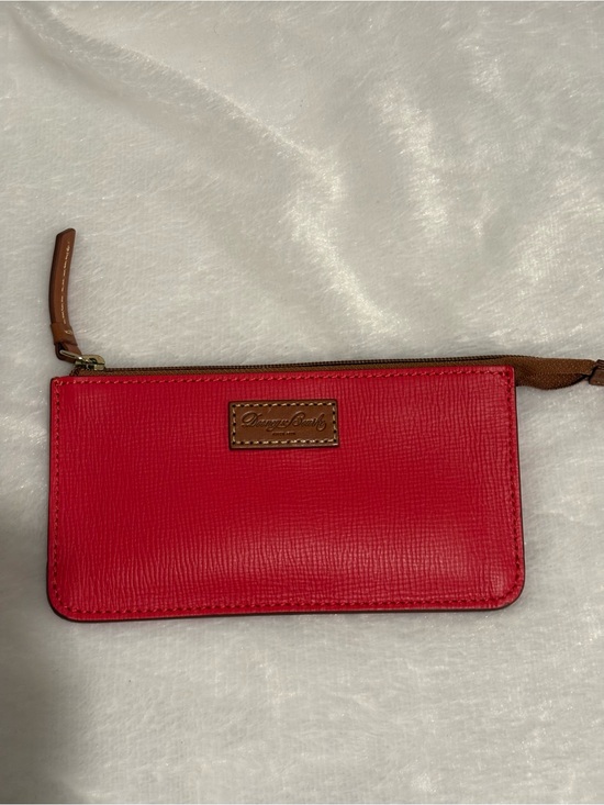 Dooney & Bourke Handbags - Dooney & Bourke Red Leather Wristlet with Brown Trim